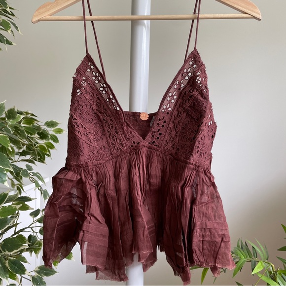 NEW Free People One Carrie Top In Java Brown - Picture 6 of 13